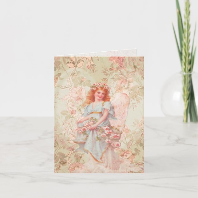 Carte Angel avec fleurs (Devant)