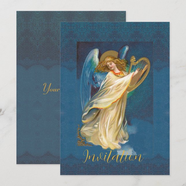 Carte Angel Jouant De La Musique Sur Une Harpe (Devant / Derrière)