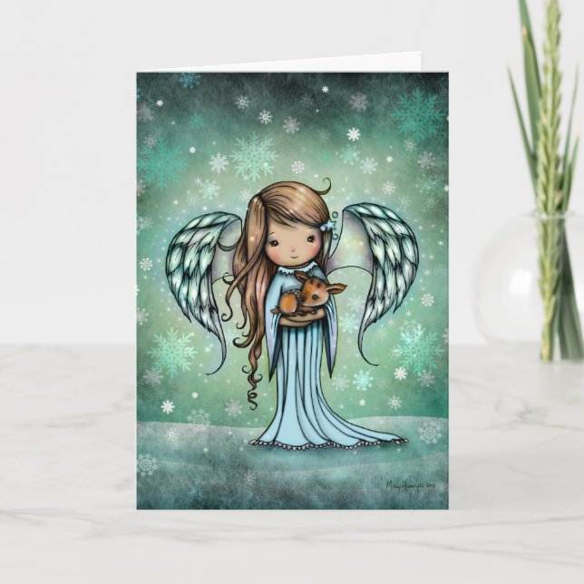 Carte Angel tenant Fête Noël (Devant)
