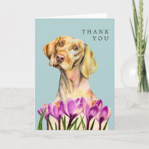 Carte Angélique   Vizsla Chien et Crocus Aquarelle Art