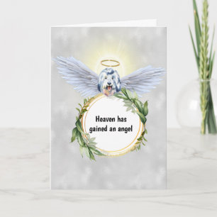 Carte Anglais berger angel ailes halo wreath ciel