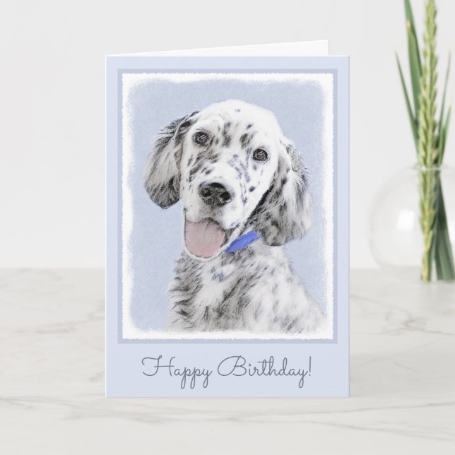 Carte Anglais Setter Blue Belton Peinture Chien Art (Devant)