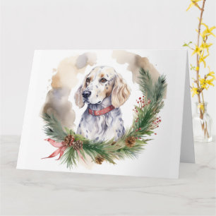 Carte Anglais Setter Christmas Wreath Festive Pup
