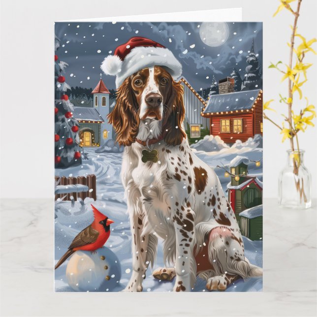 Carte Anglais Setter Winter Wonderland Christmas Joy (Fleur jaune)