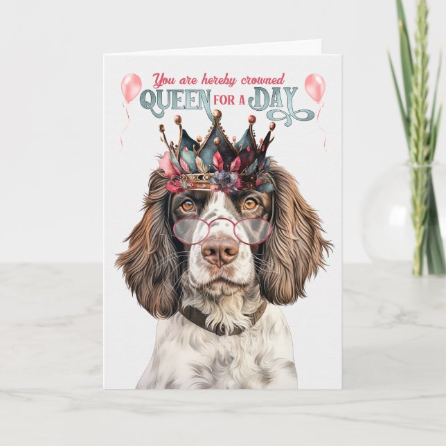 Carte Anglais Springer Queen pour une journée d'annivers (Devant)