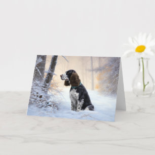 Carte Anglais Springer Spaniel Laissez-le neiger Noël