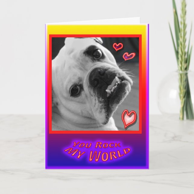 Carte anglaise de jour de Valentines de bouledogue (Devant)
