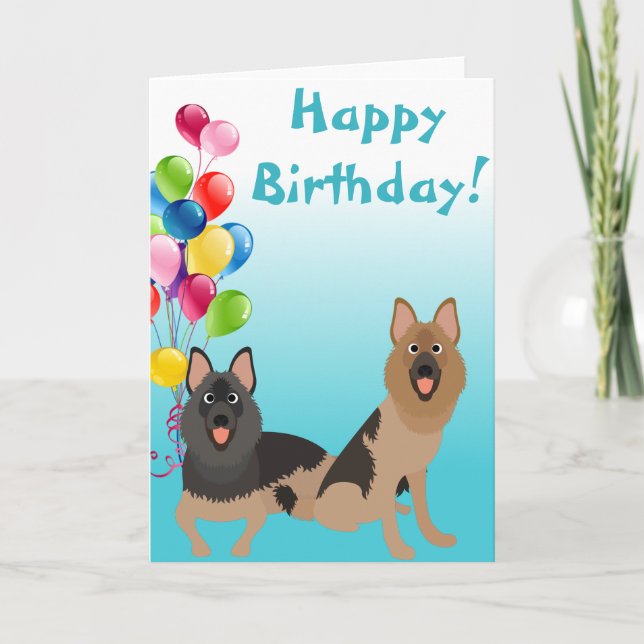 Carte Animal berger allemand avec ballons (Devant)