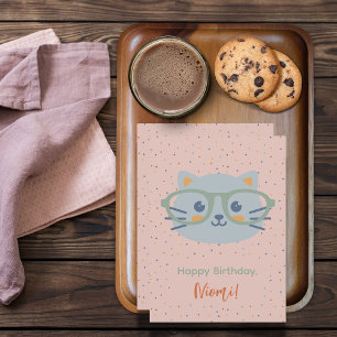 Carte Animal de ferme Anniversaire Chat Points colorés