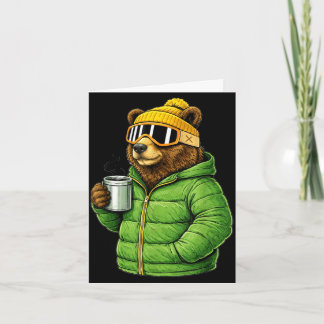 Carte Animal motifs bear party après ski shirt skiingAni