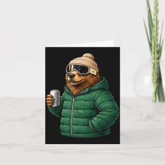 Carte Animal motifs brown bear après ski shirt skiingAni