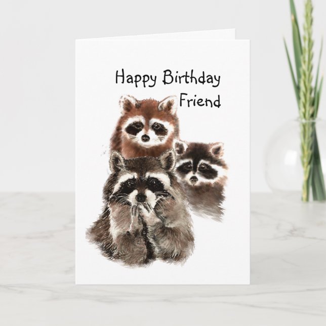 Carte Animal Raccoon amis sont comme sous-vêtements Humo (Devant)