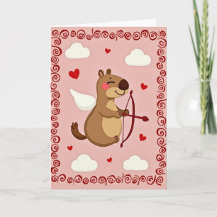 Carte Animale Cupidon Saint-Valentin Mignonne