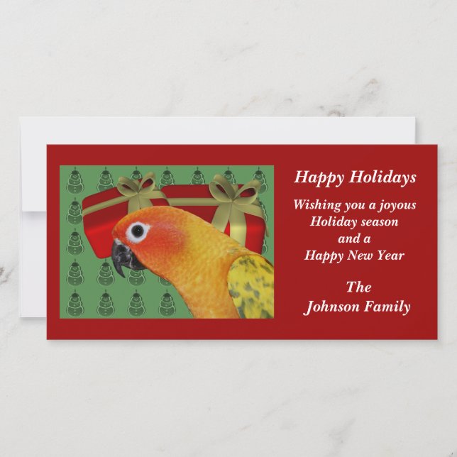 Carte animale de vacances de Noël de perroquet de  (Devant)