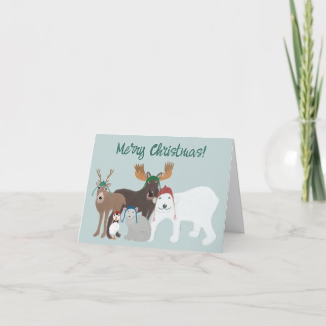 Carte Animaux arctiques en hiver Noël Casquette (Devant)