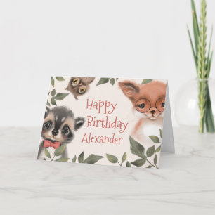 Carte Animaux de bois pour enfants personnalisés Anniver
