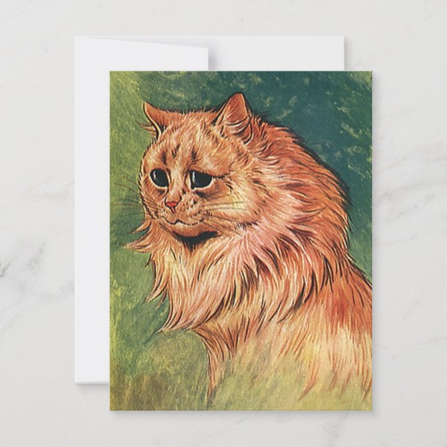 Carte Animaux de compagnie vintages, Chat orange à long  (Devant)