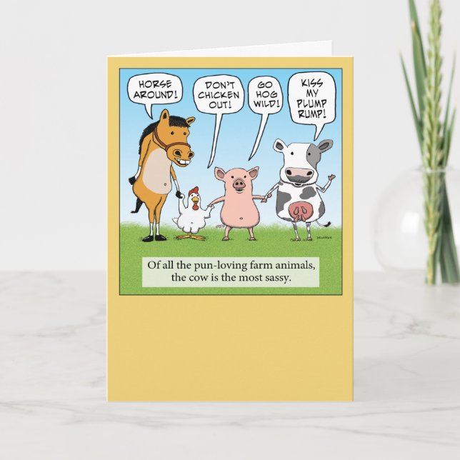 Carte Animaux de ferme sassy mignons et amusants Anniver (Devant)