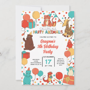 Carte Animaux de fête Anniversaire personnalisé pour enf
