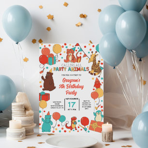 Carte Animaux de fête Anniversaire personnalisé pour enf