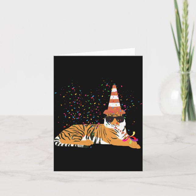 Carte Animaux de fête de tigre faisant la fête  (Devant)
