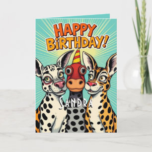 Carte Animaux De Fête Drôle Mignonne Joyeux Anniversaire