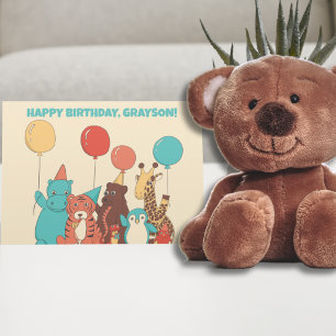Carte Animaux de Fête Enfants Anniversaire Personnalisé