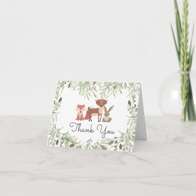 Carte Animaux de forêt Merci bébé (Devant)