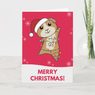 Carte Animaux d'hiver de Noël de porc de Guinée