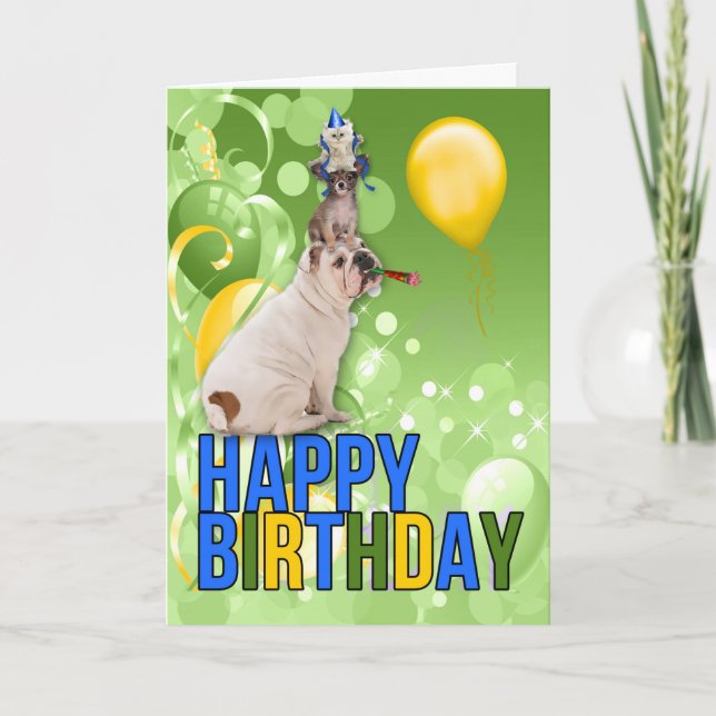Carte Animaux domestiques amusants pour une personne bie (Devant)
