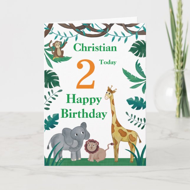 Carte Animaux du 2e anniversaire (Devant)