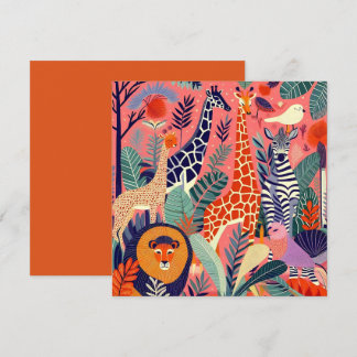 Carte Animaux et oiseaux exotiques contemporains 1 rose