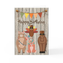 Animaux mignons Thanksgiving Joyeux anniversaire
