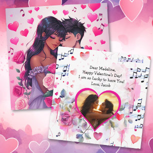 Carte Anime Bi-Raciale Cute Personnalisée Saint-Valentin