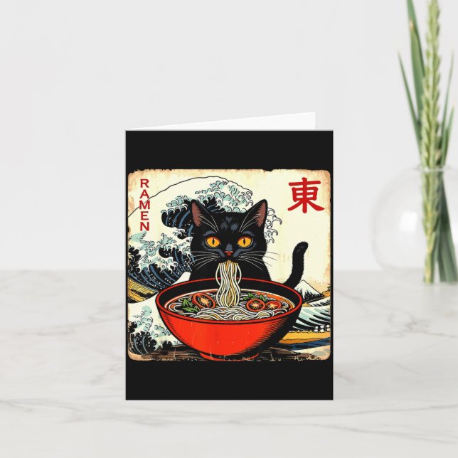 Carte Anime Cat Ramen Japanese Funny Graphic Tees Kawaii (Devant)