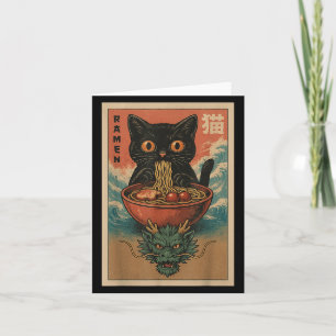Carte Anime Chat Ramen Japonais Drôle D'Art Mignon Chat