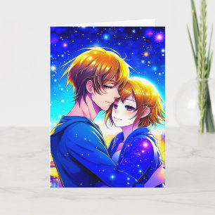 Carte Anime Couple dans une nuit romantique Saint-Valent