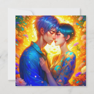 Carte Anime Couple Romantique Personnalisé pour la Saint