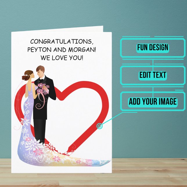 Carte Animé Floral Magic Wedding Day Félicitations (Send your love and congratulations with a modern and unique twist.)