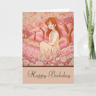 Carte anime girl happy birthday