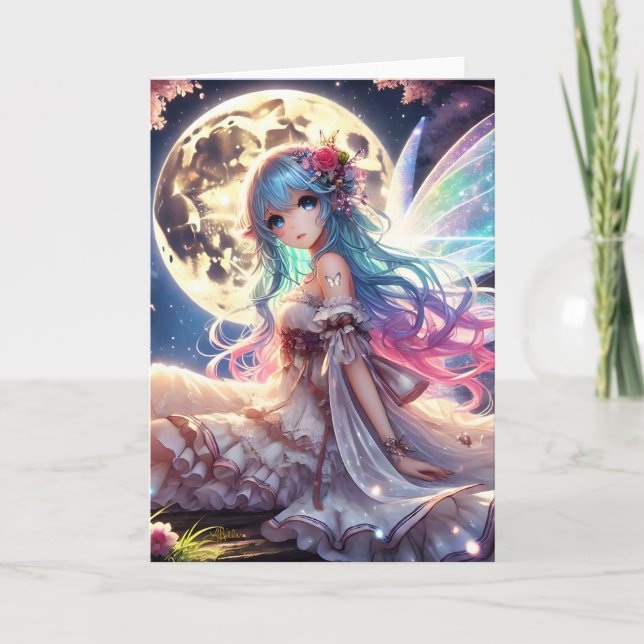 Carte Anime Girl Moon Fairy Princesse dans le jardin (Devant)