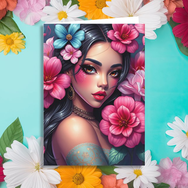 Carte Anime hispanique fille | Pensez à vous (Créateur téléchargé)