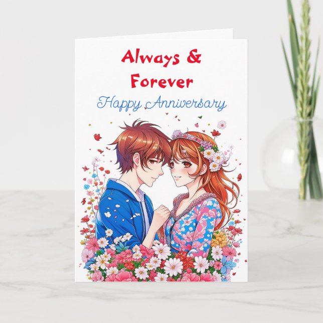 Carte Anime toujours et pour toujours Bonne Anniversaire (Devant)