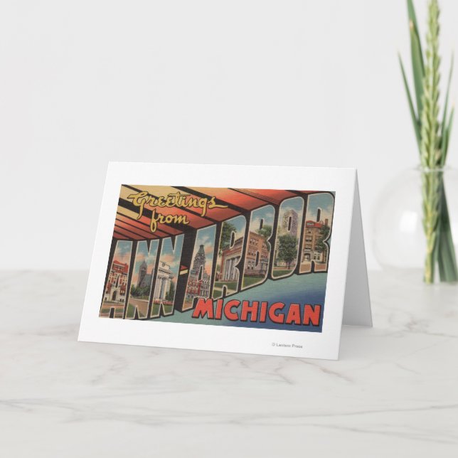 Carte Ann Arbor, Michigan - grandes scènes de lettre (Devant)