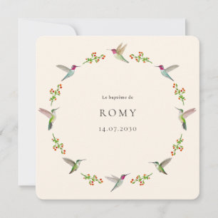 Carte Anna's Hummingbirds Baptism with Baby Photo