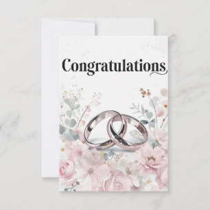Carte Anneaux de mariage élégants et frontière florale