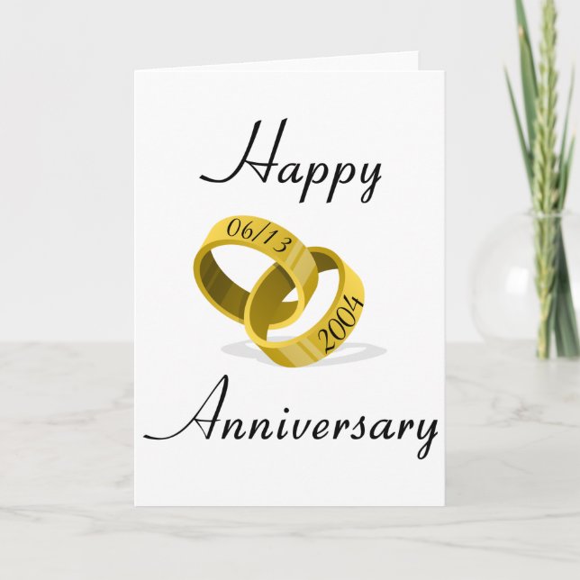 Carte Anneaux entrelacés - Date de mariage personnalisée (Devant)