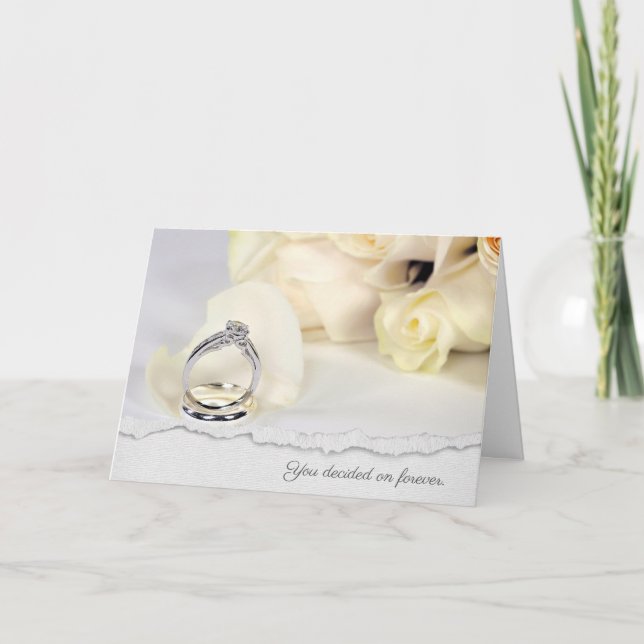 Carte Anneaux mariages et roses (Devant)
