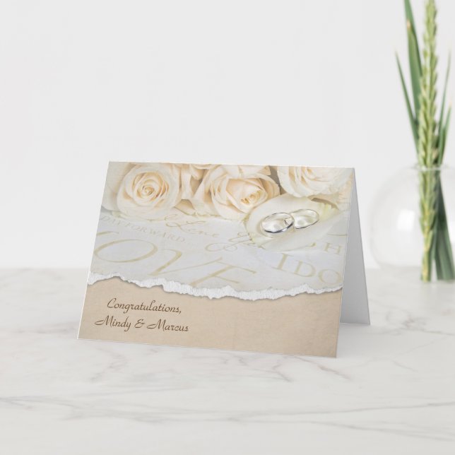 Carte Anneaux mariages sur Rose Petal (Devant)