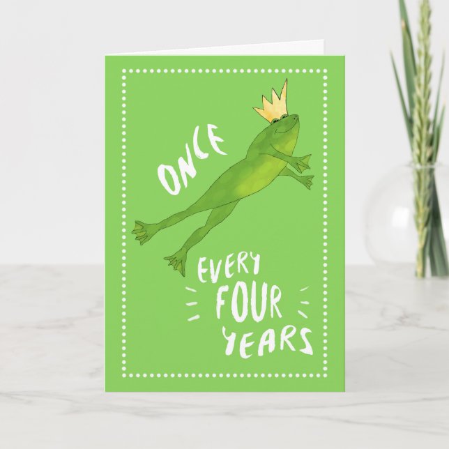 Carte Année bissextile Anniversaire Grenouille de pompag (Devant)